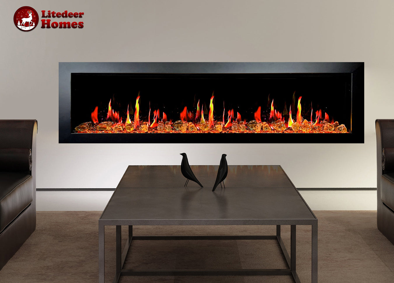 Latitude II Wall-mounted electric fireplace with Smart App 58inch