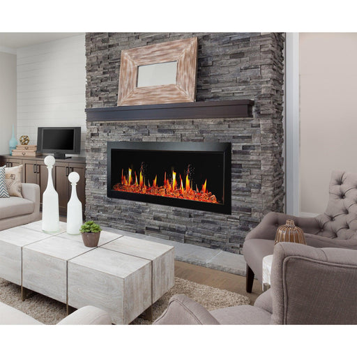 Litedeer Latitude 48" Smart Wall Mount Electric Fireplace with Amber Glass - ZEF48XA, Amber Glass Black - Litedeer Homes