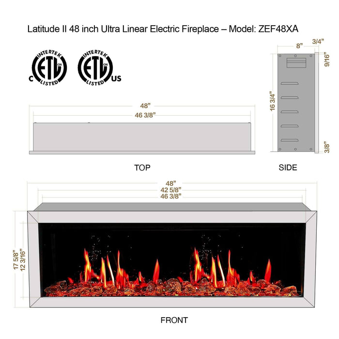 Litedeer Homes Gloria II 48-in Smart Control Electric Fireplace with App - ZEF48XCW White Fireplace
