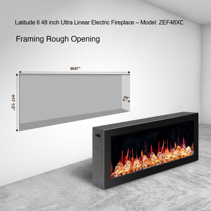 Litedeer Latitude 48" Smart Control Electric Fireplace Wifi Enabled - ZEF48XC, Black - Litedeer Homes